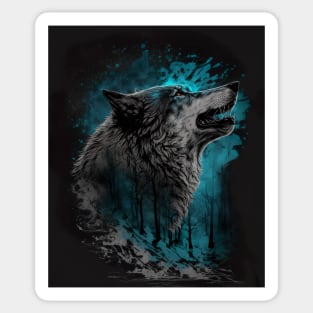 Wolf with blue sky Sticker